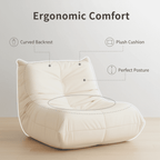 Luxury Accent Chair Button-Tufted Detail White Microfiber Comfy Chair Living Room Furniture