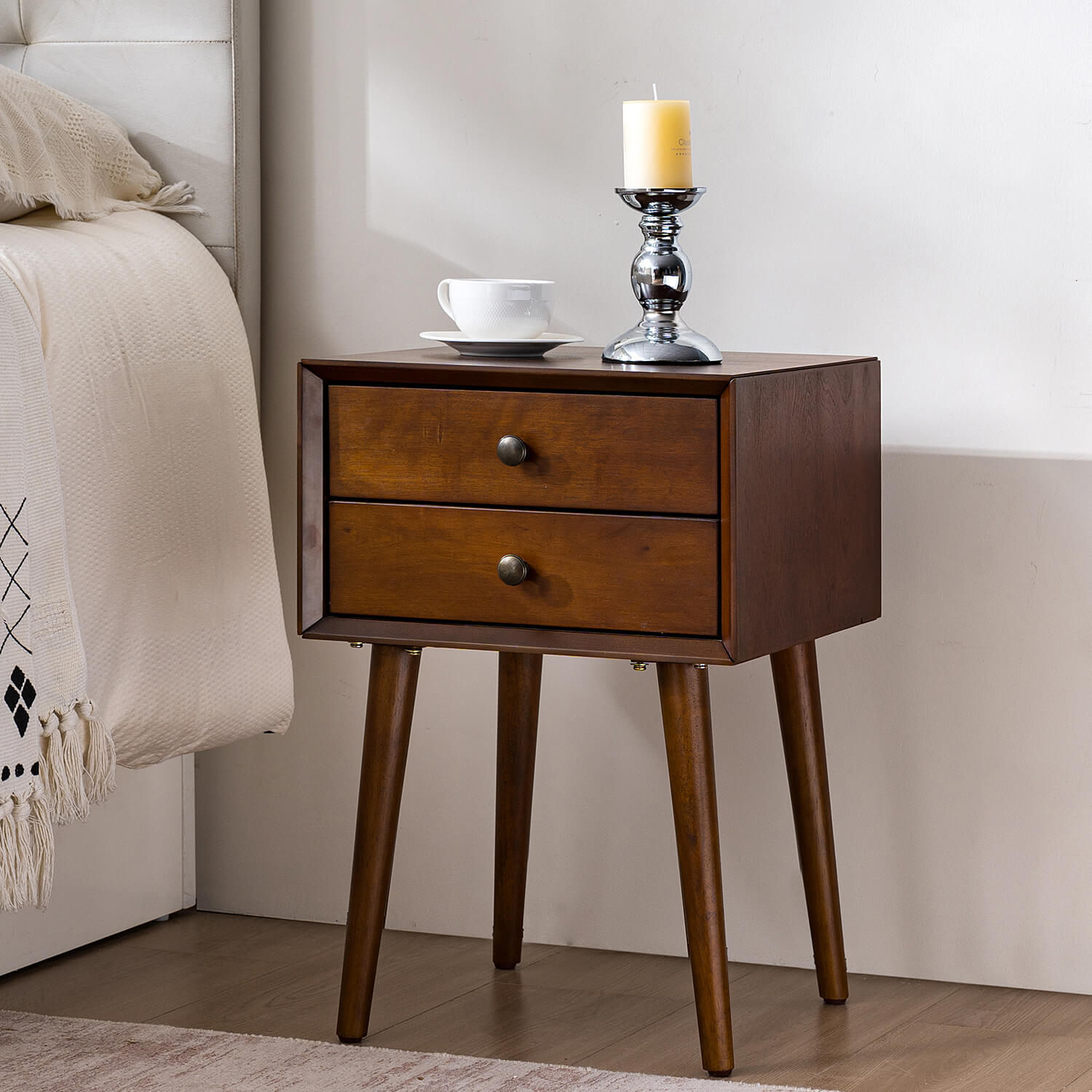 Nightstand with 2-Drawers, Small Side End Table with Storage Secondary image