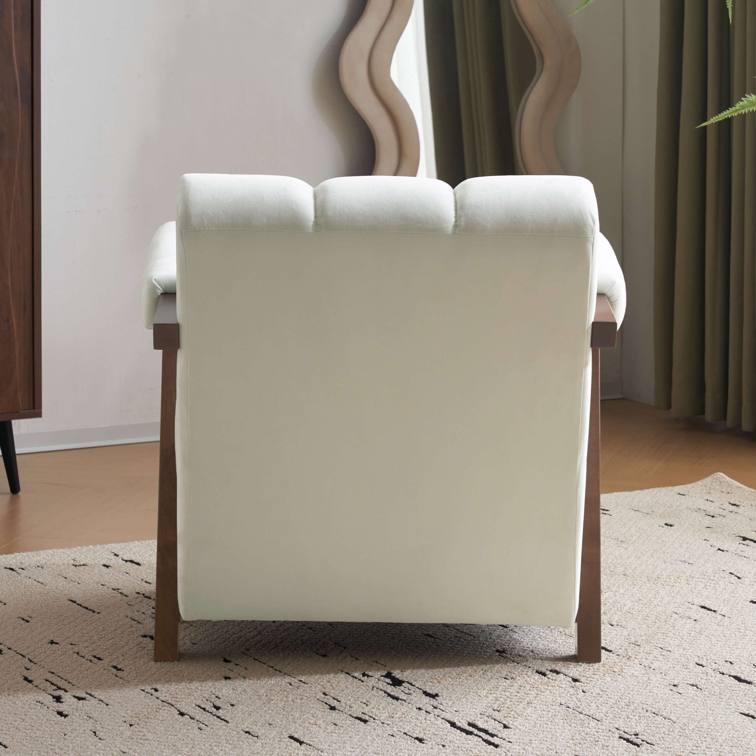 Mid Century Modern Accent Chair with Solid Wood Frame