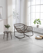 Spun-polyester Outdoor Rattan Rocking Chair,Padded Cushion Rocker Recliner Chair Outdoor for Front Porch