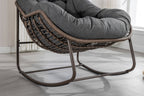 Spun-polyester Outdoor Rattan Rocking Chair,Padded Cushion Rocker Recliner Chair Outdoor for Front Porch