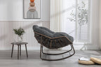 Spun-polyester Outdoor Rattan Rocking Chair,Padded Cushion Rocker Recliner Chair Outdoor for Front Porch