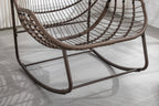 Velvet Outdoor Rattan Rocking Chair,Padded Cushion Rocker Recliner Chair Outdoor for Front Porch