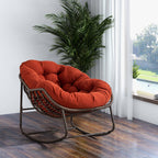 Spun-polyester Outdoor Rattan Rocking Chair,Padded Cushion Rocker Recliner Chair Outdoor for Front Porch