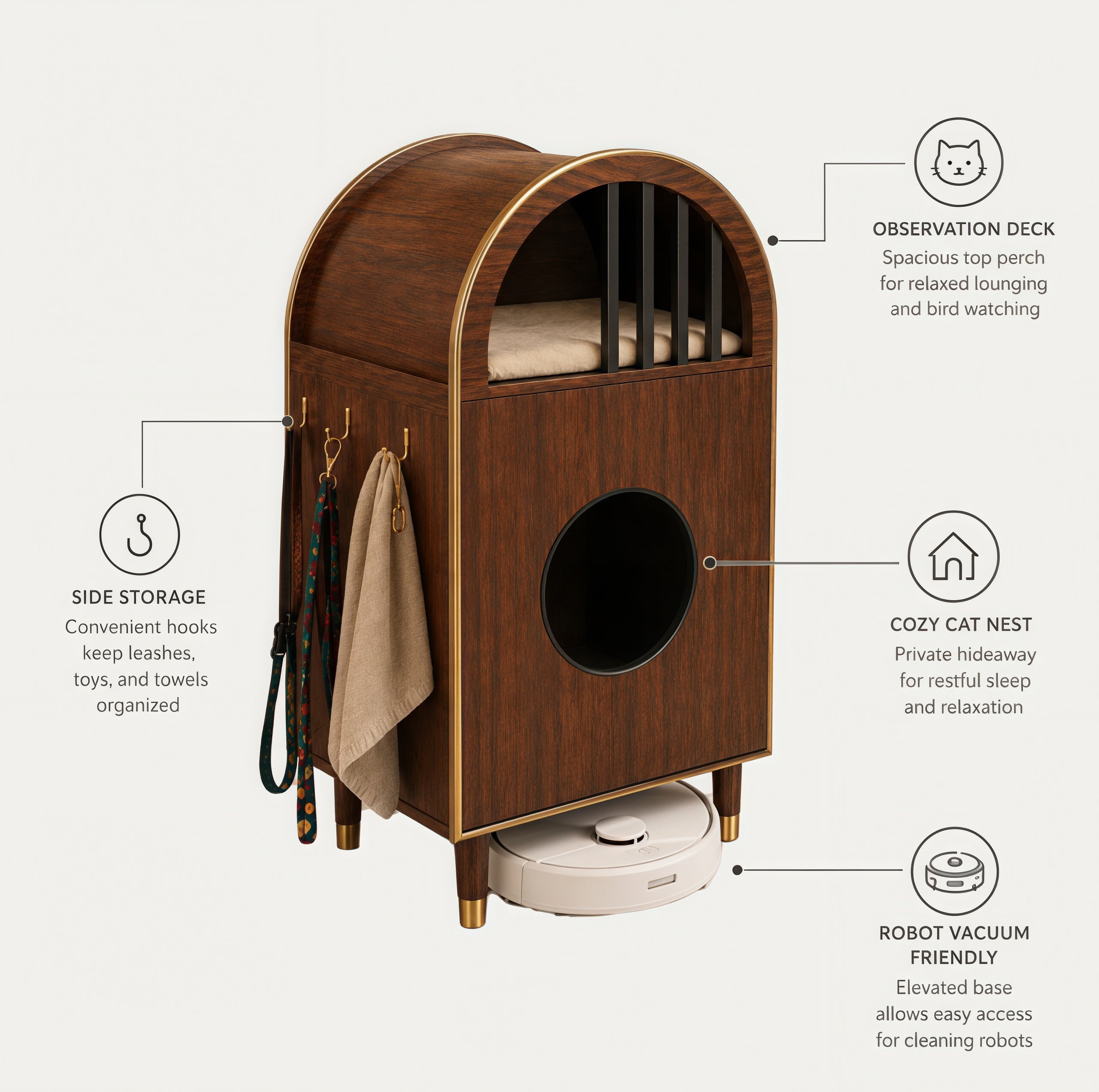 ModernLuxe 2-in-1 Luxury Cat Litter Box Enclosure & Side Table - Espresso