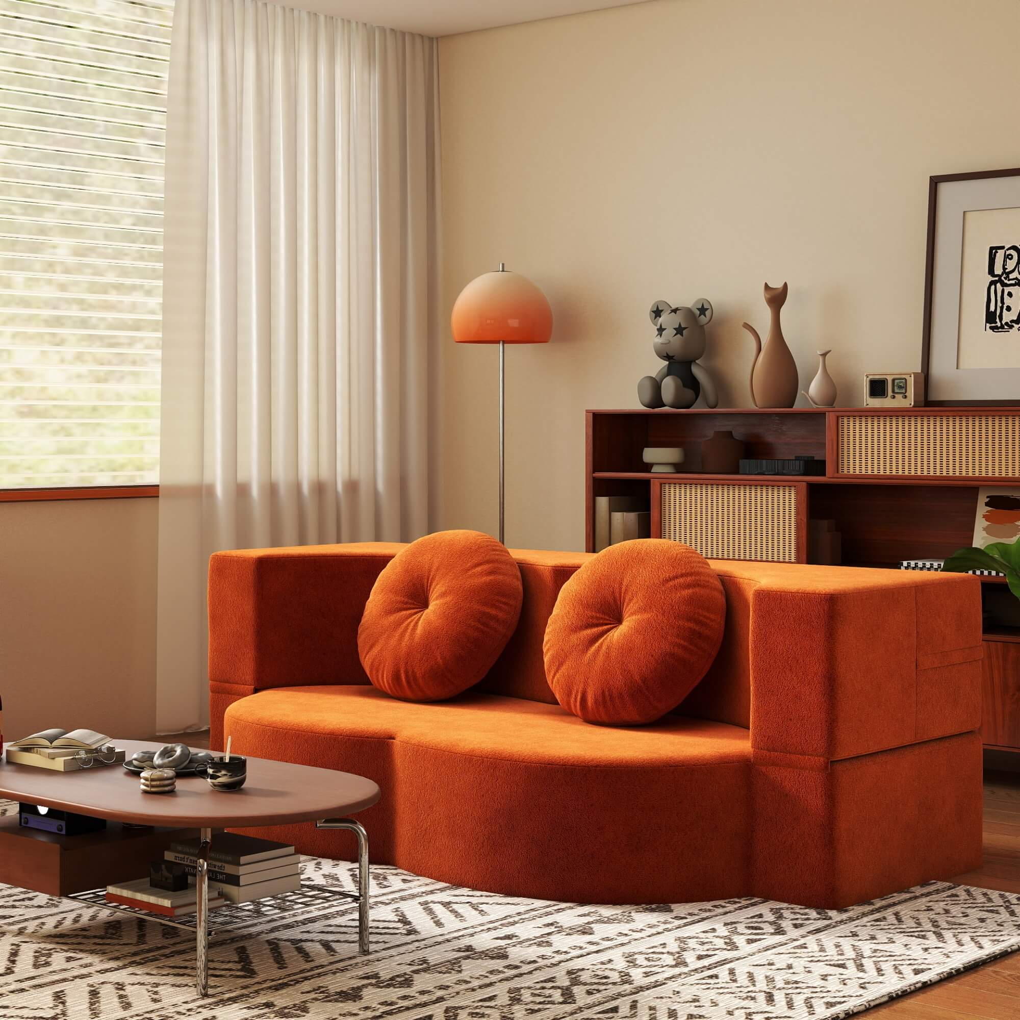 Convertible Plush Corduroy Foam-Filled Sleeper Sofa Bed