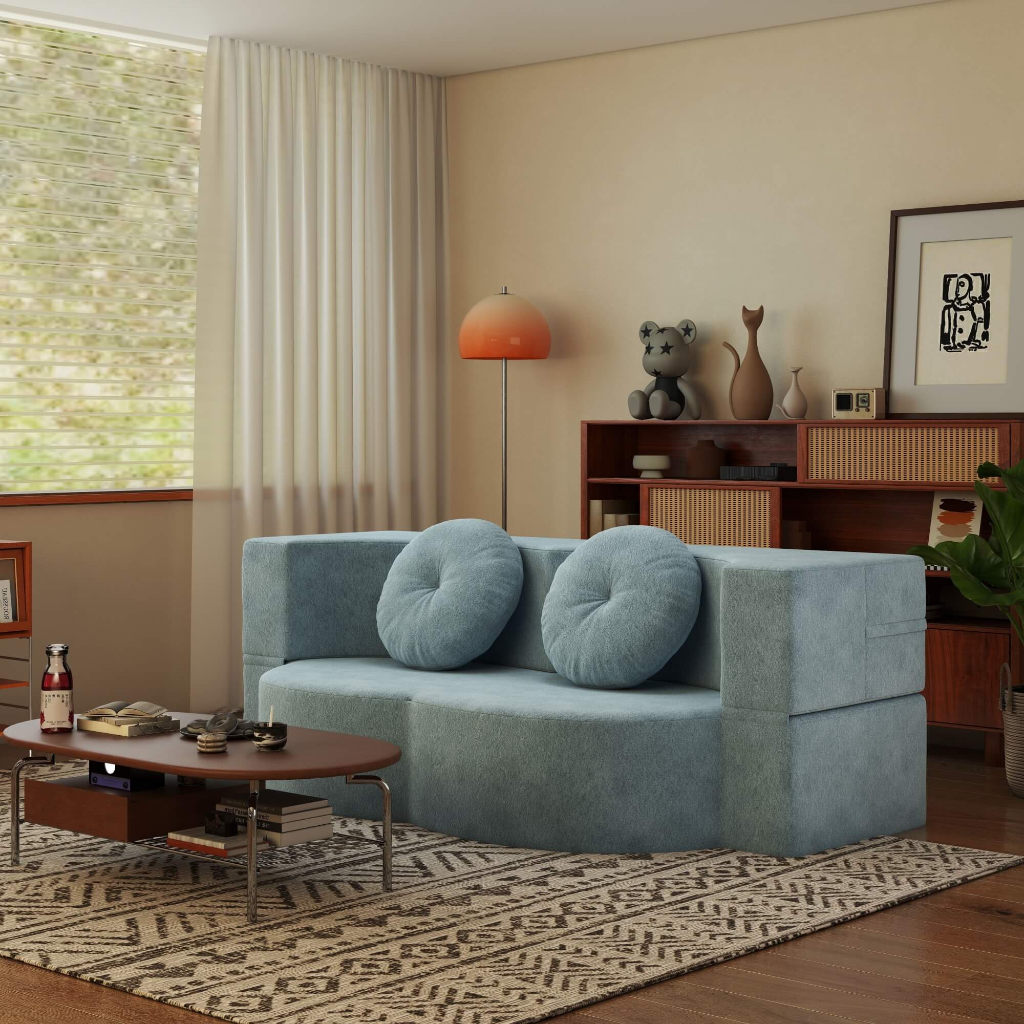 Convertible Plush Corduroy Foam-Filled Sleeper Sofa Bed