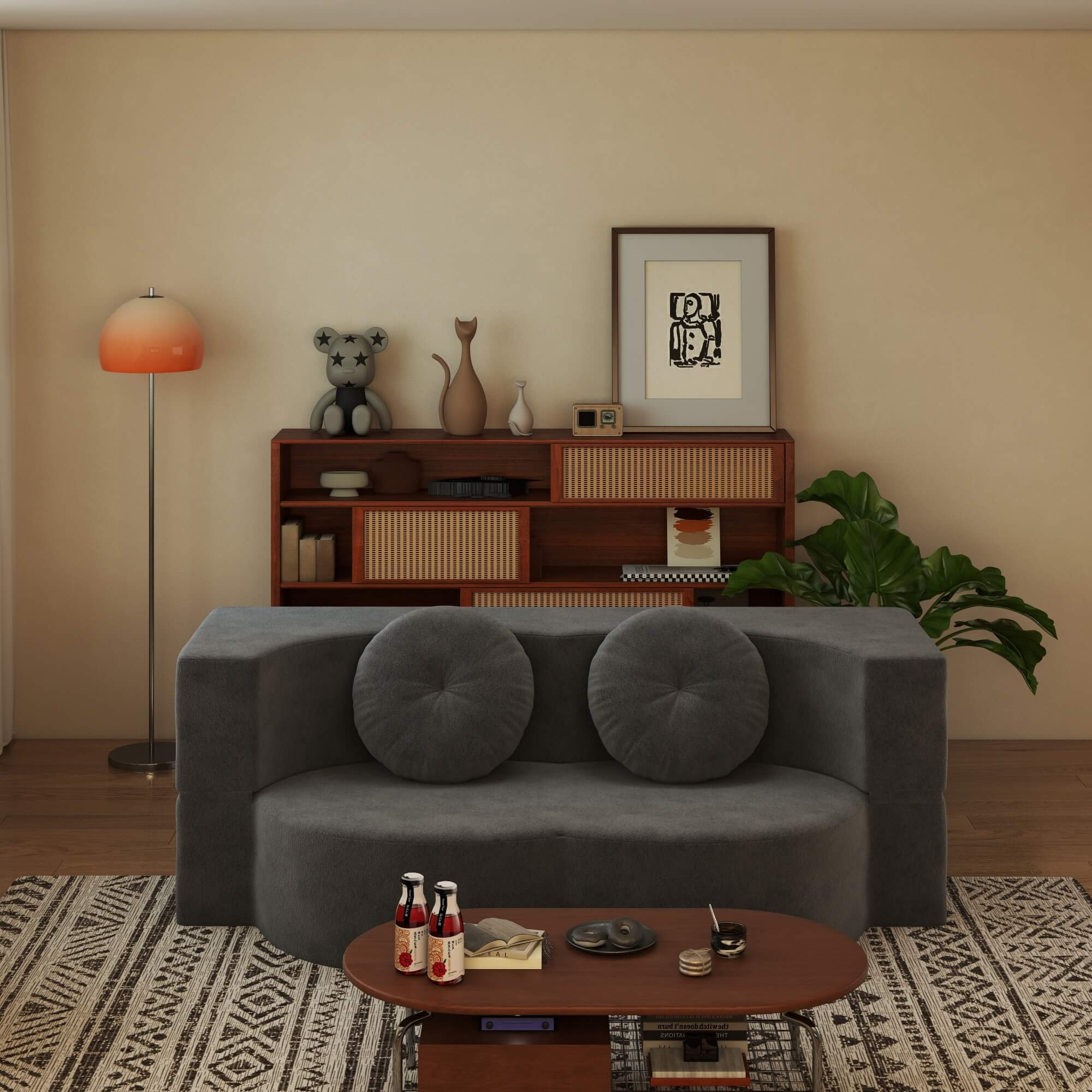 Convertible Plush Corduroy Foam-Filled Sleeper Sofa Bed