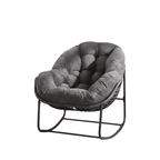 Velvet Outdoor Rattan Rocking Chair,Padded Cushion Rocker Recliner Chair Outdoor for Front Porch