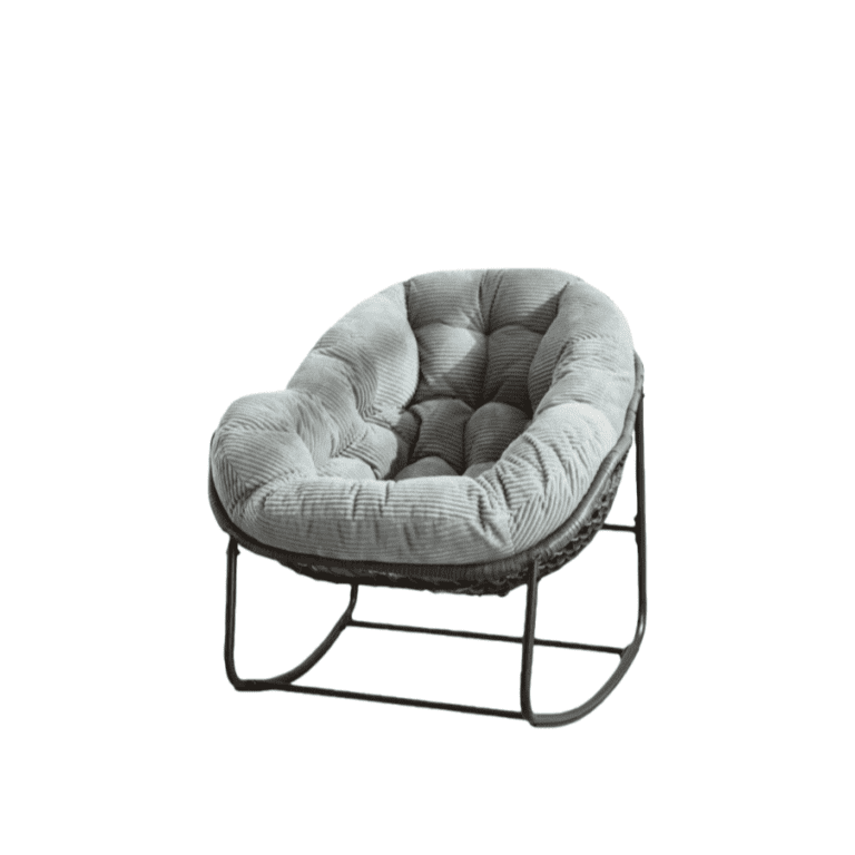 Velvet Outdoor Rattan Rocking Chair,Padded Cushion Rocker Recliner Chair Outdoor for Front Porch