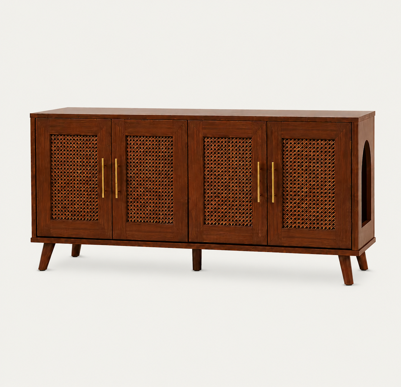 Myra Indoor Premium Rubber Wood Cat Cabinet with Plush Cushion – Stylish Hidden Pet Furniture for Modern Living Spaces