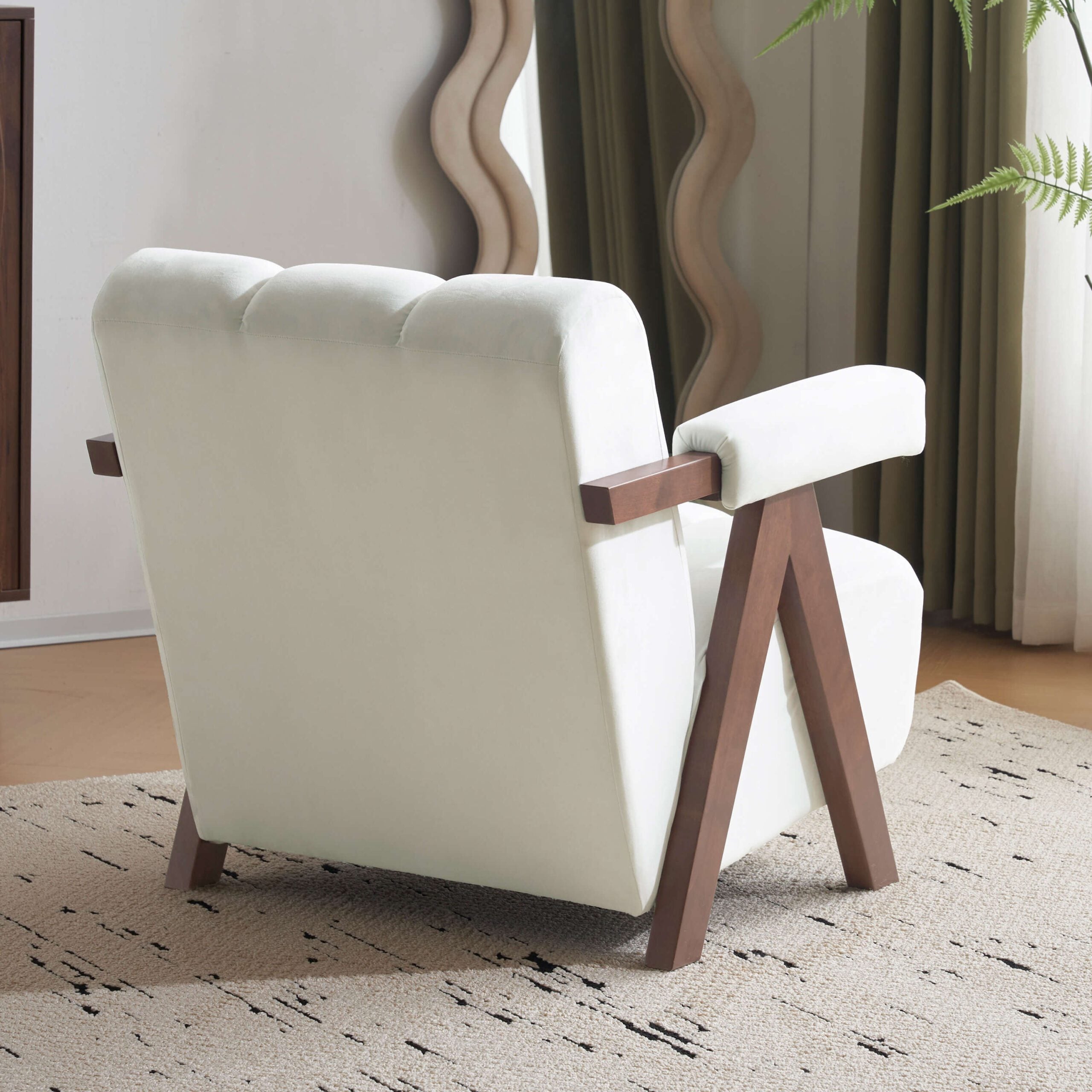 Mid Century Modern Accent Chair with Solid Wood Frame
