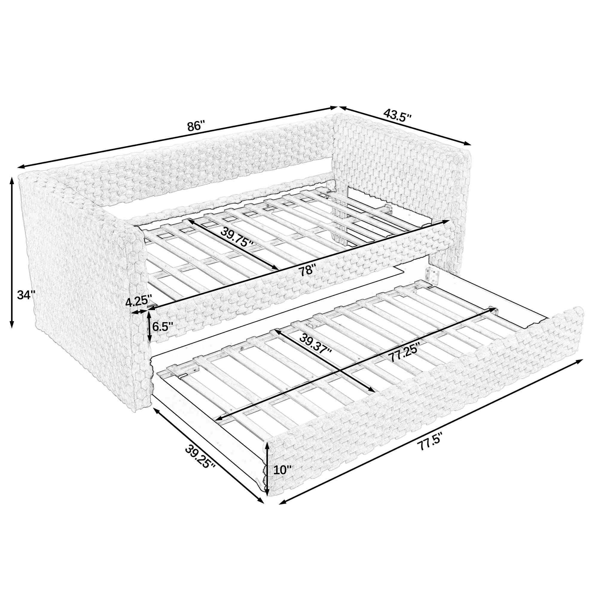Upholstered sofa bed,The bottom pulls out to form a bed