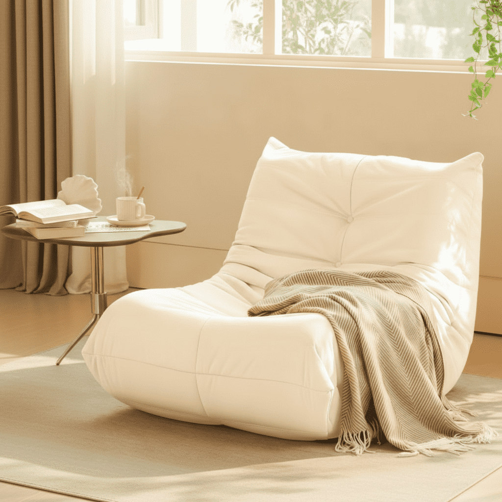 Luxury Accent Chair Button-Tufted Detail White Microfiber Comfy Chair Living Room Furniture Secondary image