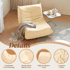 Luxury Accent Chair Button-Tufted Detail White Microfiber Comfy Chair Living Room Furniture