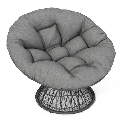 40" Ergonomic Wicker Chair with Cloud Thick Density Fabric Cushion