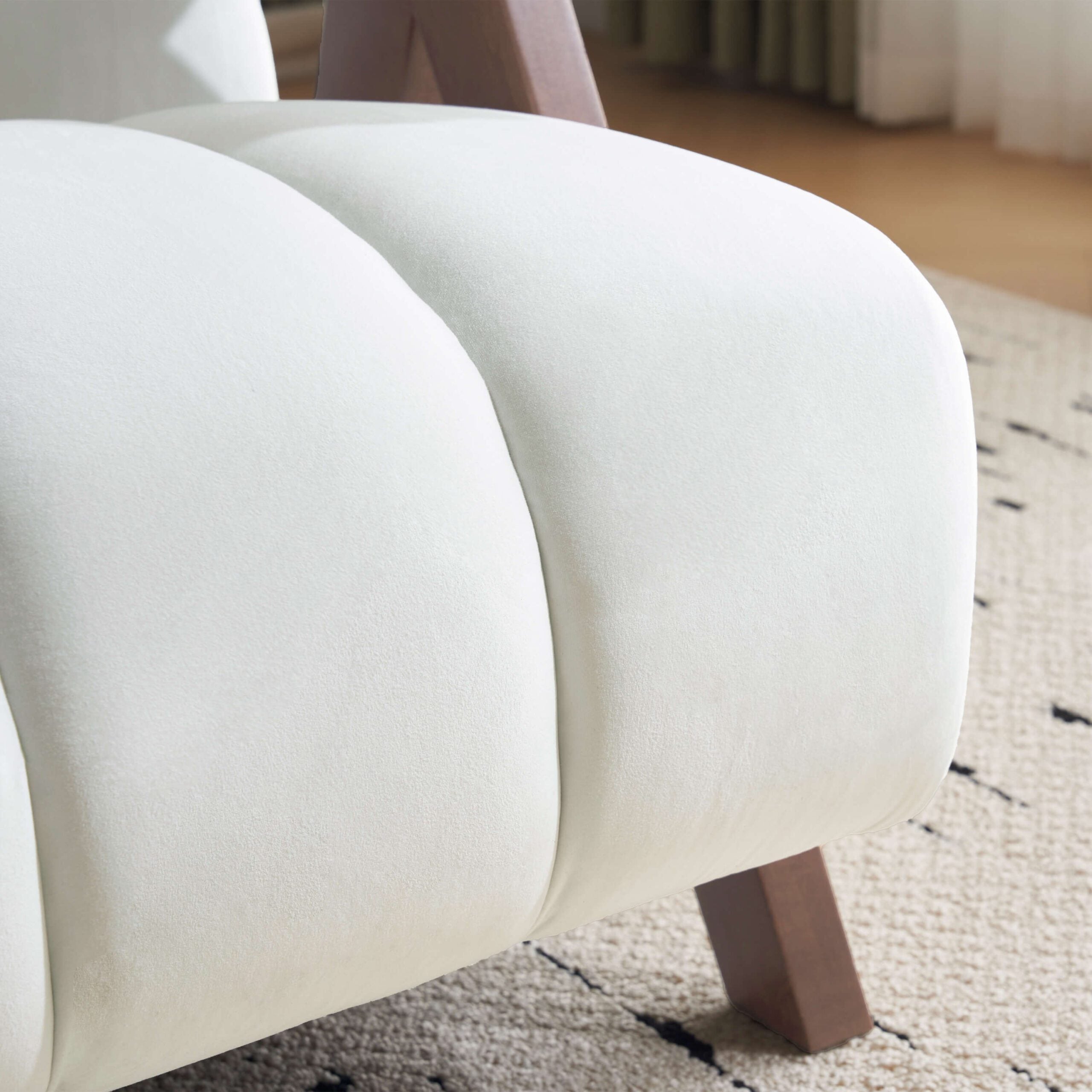 Mid Century Modern Accent Chair with Solid Wood Frame