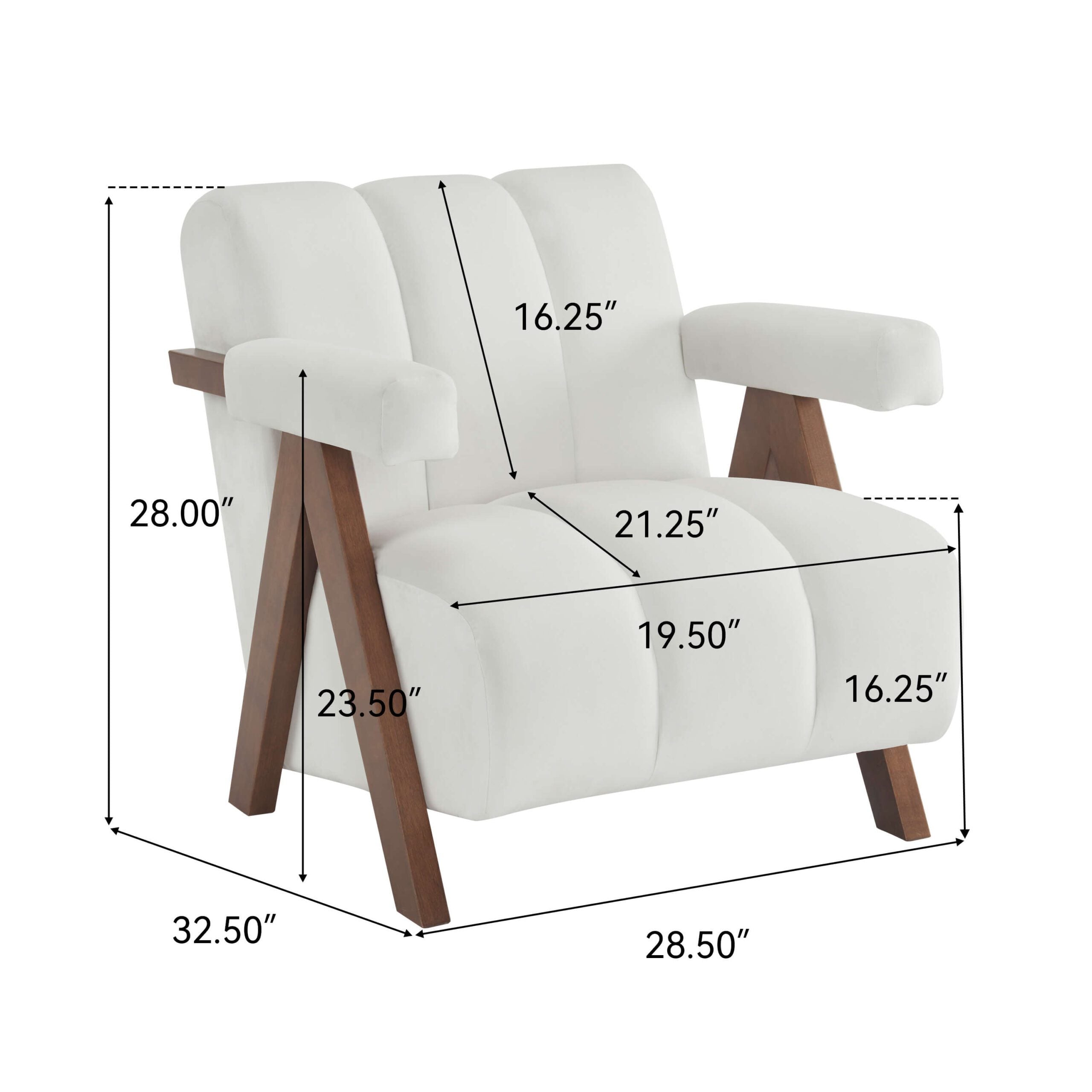 Mid Century Modern Accent Chair with Solid Wood Frame