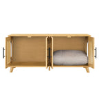 Myra Indoor Premium Rubber Wood Cat Cabinet with Plush Cushion – Stylish Hidden Pet Furniture for Modern Living Spaces