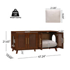 Myra Indoor Premium Rubber Wood Cat Cabinet with Plush Cushion – Stylish Hidden Pet Furniture for Modern Living Spaces