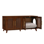 Myra Indoor Premium Rubber Wood Cat Cabinet with Plush Cushion – Stylish Hidden Pet Furniture for Modern Living Spaces