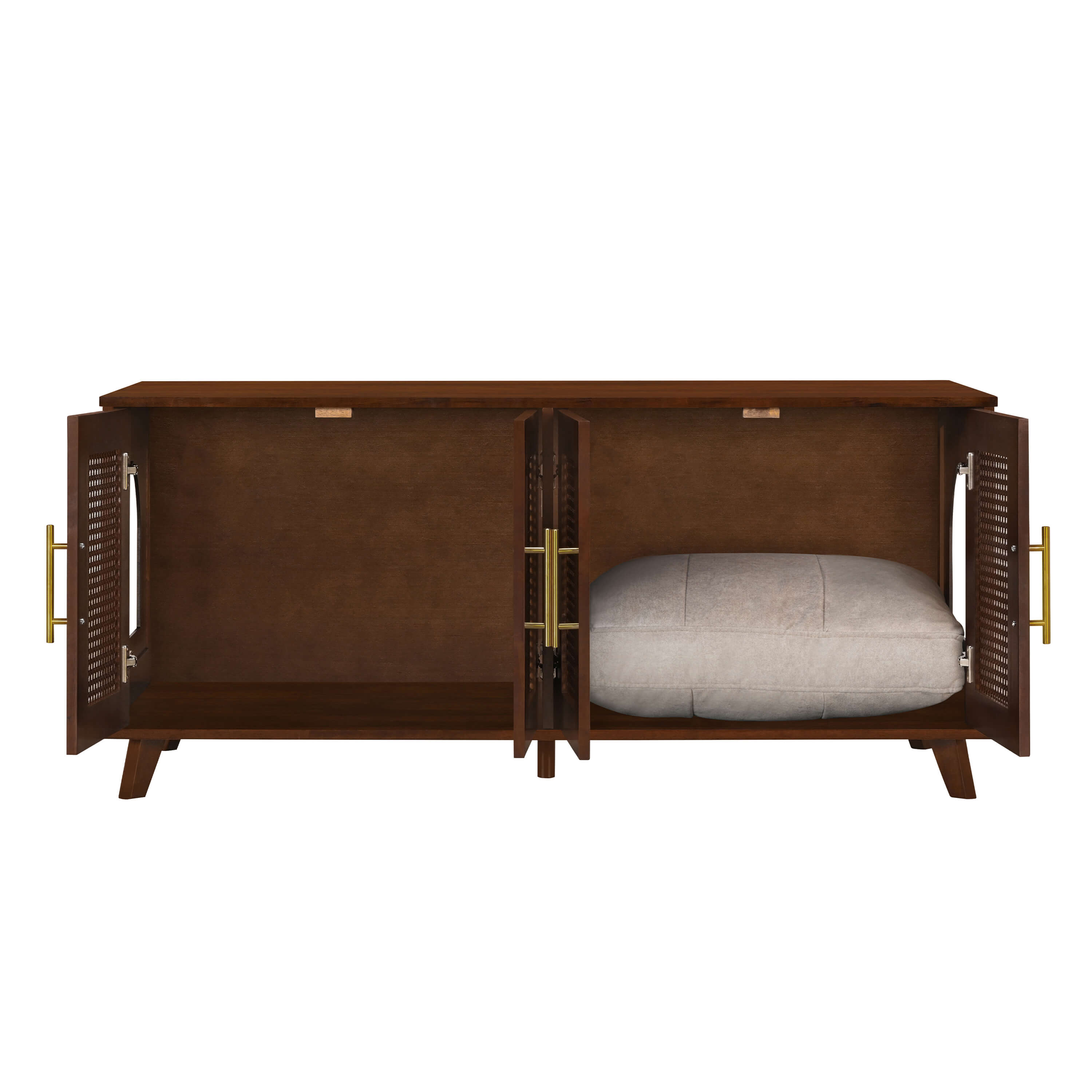Myra Indoor Premium Rubber Wood Cat Cabinet with Plush Cushion – Stylish Hidden Pet Furniture for Modern Living Spaces