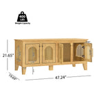 Lars Indoor Rattan Decorated Rubber Wood Dog Crate Cabinet – Stylish Pet Kennel with Storage & 4 Doors for Living Room