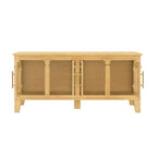 Lars Indoor Rattan Decorated Rubber Wood Dog Crate Cabinet – Stylish Pet Kennel with Storage & 4 Doors for Living Room