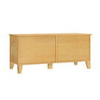 Lars Indoor Rattan Decorated Rubber Wood Dog Crate Cabinet – Stylish Pet Kennel with Storage & 4 Doors for Living Room