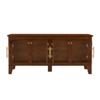 Lars Indoor Rattan Decorated Rubber Wood Dog Crate Cabinet – Stylish Pet Kennel with Storage & 4 Doors for Living Room