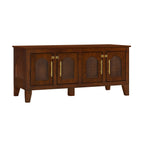 Lars Indoor Rattan Decorated Rubber Wood Dog Crate Cabinet – Stylish Pet Kennel with Storage & 4 Doors for Living Room
