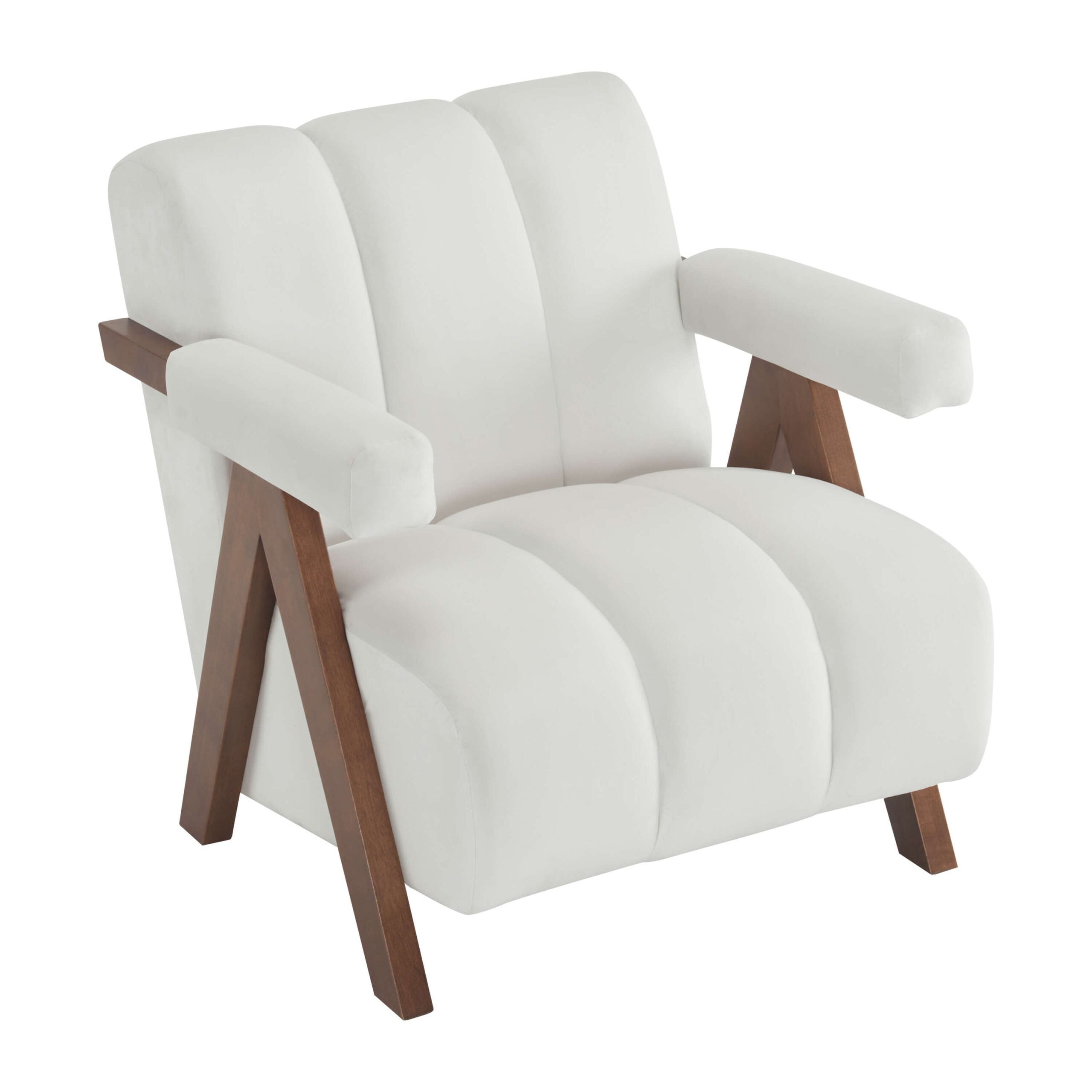 Mid Century Modern Accent Chair with Solid Wood Frame