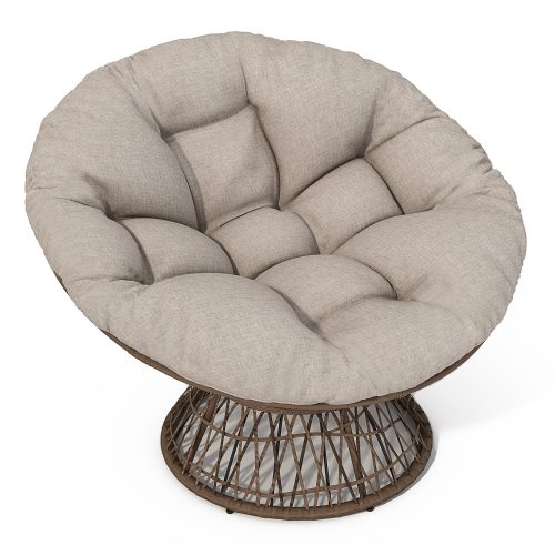 40" Ergonomic Wicker Chair with Cloud Thick Density Fabric Cushion