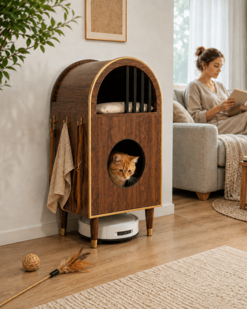 ModernLuxe 2-in-1 Luxury Cat Litter Box Enclosure & Side Table - Espresso