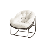 Velvet Outdoor Rattan Rocking Chair,Padded Cushion Rocker Recliner Chair Outdoor for Front Porch