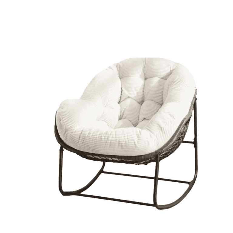 Velvet Outdoor Rattan Rocking Chair,Padded Cushion Rocker Recliner Chair Outdoor for Front Porch