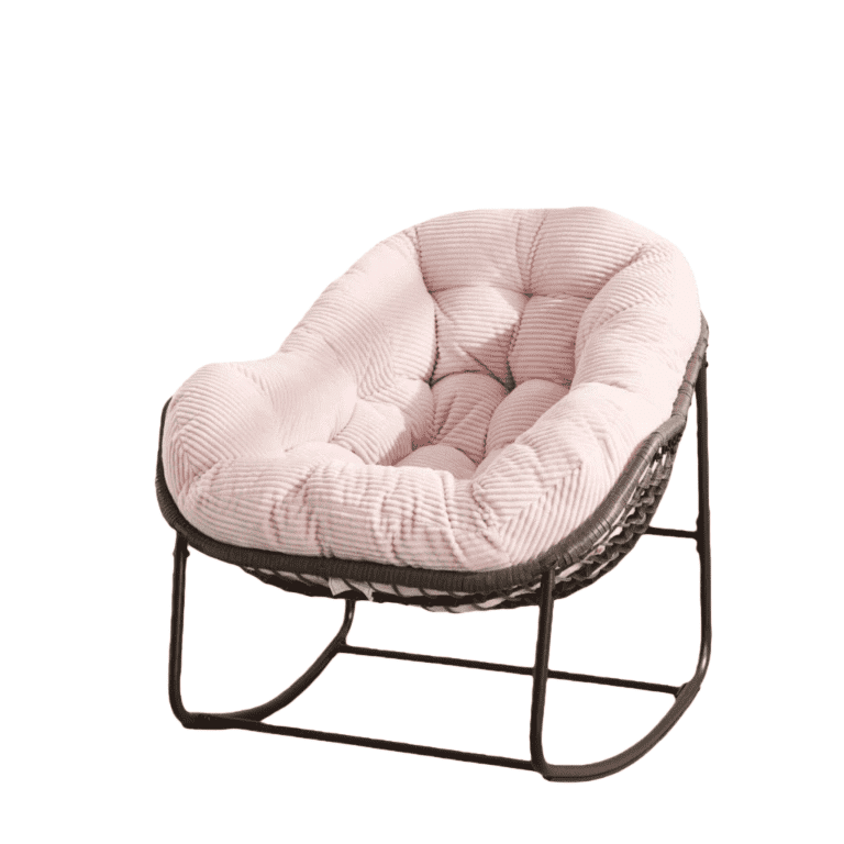 Velvet Outdoor Rattan Rocking Chair,Padded Cushion Rocker Recliner Chair Outdoor for Front Porch