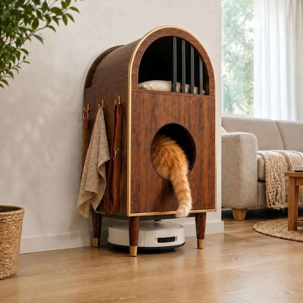 ModernLuxe 2-in-1 Luxury Cat Litter Box Enclosure & Side Table - Espresso