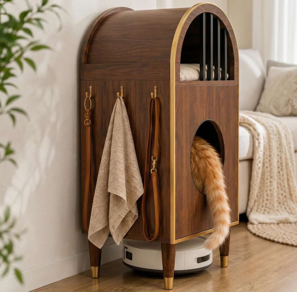ModernLuxe 2-in-1 Luxury Cat Litter Box Enclosure & Side Table - Espresso